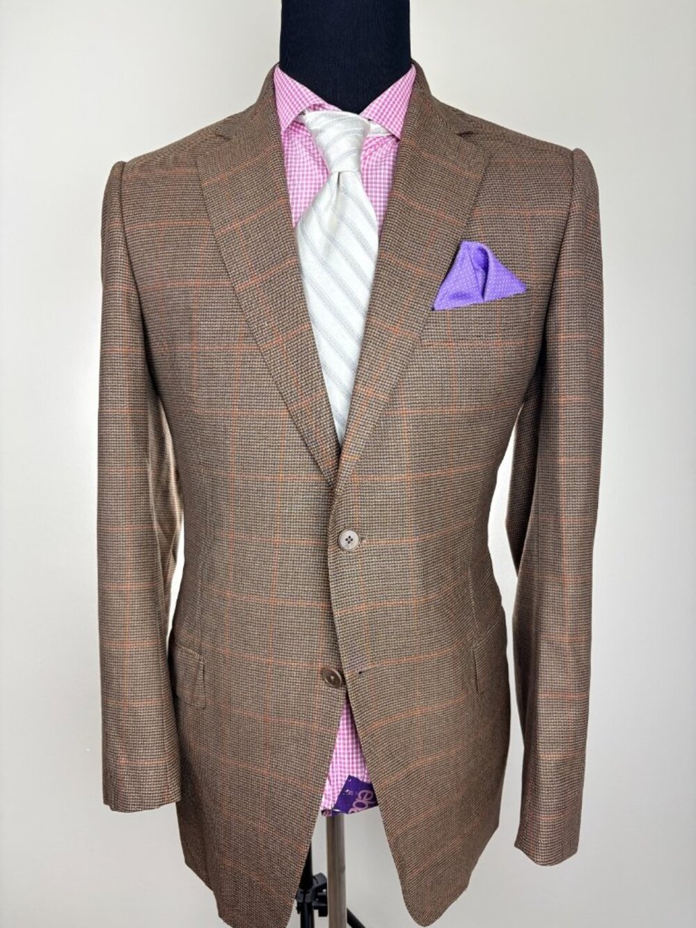 Ermenegildo ZEGNA Modern 2-Button Windowpane Sport Jacket 46 L e56